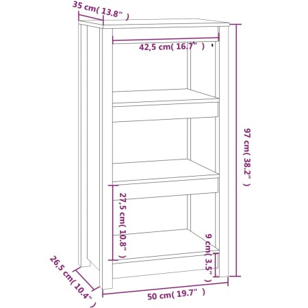 Libreria 50x35x97 cm in Legno Massello di Pino