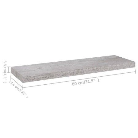 Scaffali a Parete 4 pz Grigio Cemento 80x23,5x3,8 cm in MDF