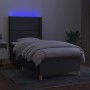 Letto a Molle Materasso e LED Grigio Scuro 80x200 cm in Tessuto