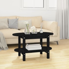 Tavolino da Salotto Nero 80x45x45 cm in Legno Massello di Pino