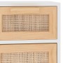 Credenza Bianca 60x30x75 cm Legno Massello Pino Rattan Naturale