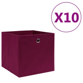 Contenitori 10 pz in Tessuto non Tessuto 28x28x28cm Rosso Scuro