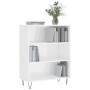 Libreria Bianco Lucido 69,5x32,5x90 cm in Legno Multistrato