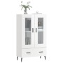 Credenza Bianco Lucido 69,5x31x115 cm in Legno Multistrato