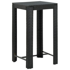 Tavolo da Bar da Giardino Nero 60,5x60,5x110,5 cm Polyrattan