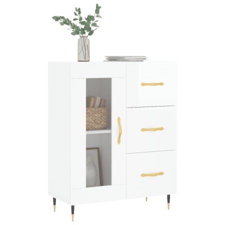 Credenza 69,5x34x90 cm in Legno Multistrato Bianco Lucido