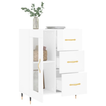 Credenza 69,5x34x90 cm in Legno Multistrato Bianco Lucido