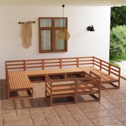 Set Divani da Giardino 11 pz in Legno Massello di Pino