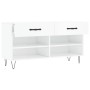 Panca Porta Scarpe Bianco Lucido 102x35x55 cm Legno Multistrato