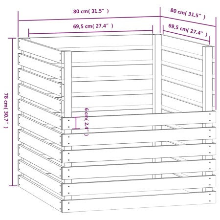 Compostiera Miele 80x80x78 cm in Legno Massello di Pino