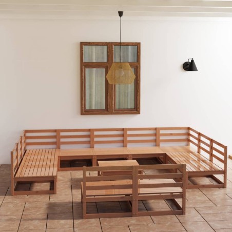 Set Divani da Giardino 12 pz in Legno Massello di Pino