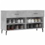 Panca Porta Scarpe Grigio Cemento 102x35x55cm Legno Multistrato