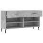 Panca Porta Scarpe Grigio Cemento 102x35x55cm Legno Multistrato