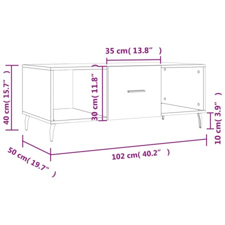 Tavolino Salotto Grigio Cemento 102x50x40 cm Legno Multistrato