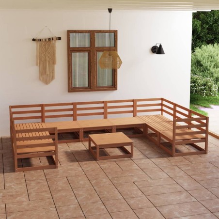 Set Divani da Giardino 10 pz in Legno Massello di Pino