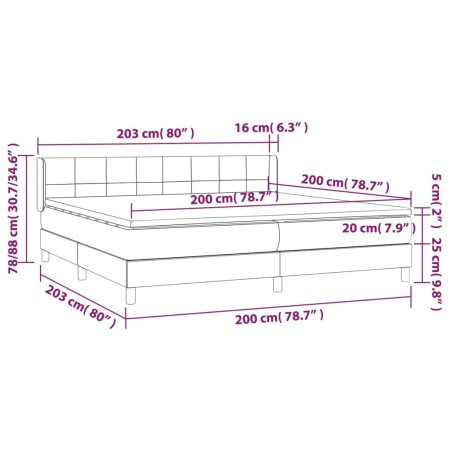 Giroletto a Molle con Materasso Grigio Scuro 200x200 cm Velluto