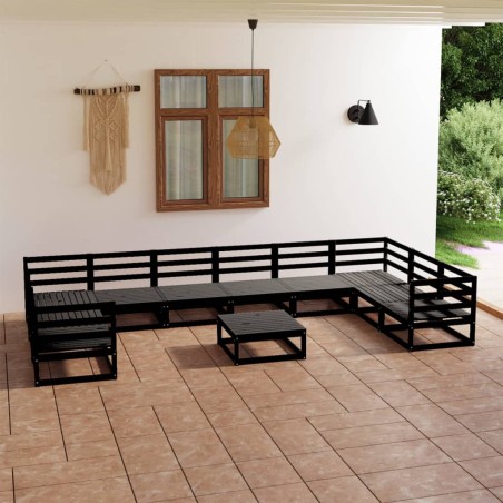 Set Divani da Giardino 11 pz in Legno Massello di Pino