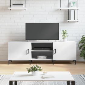 Mobile Porta TV Bianco Lucido 150x30x50 cm in Legno Multistrato