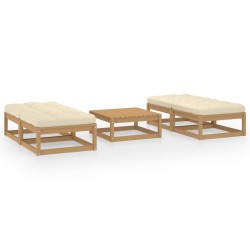 Set Divani da Giardino 5 pz con Cuscini Legno Massello di Pino