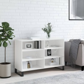 Credenza Bianco Lucido 103,5x35x70 cm in Legno Multistrato