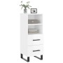 Credenza Bianco Lucido 34,5x34x90 cm in Legno Multistrato