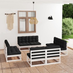 Set Divani da Giardino 8 pz con Cuscini Legno Massello Pino