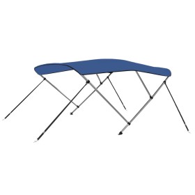 Bimini di Prua con Tendalino a 3 Archi Blu 183x140x137 cm