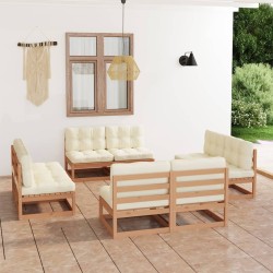 Set Divani da Giardino 8 pz con Cuscini Legno Massello Pino