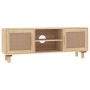 Mobile TV Marrone 105x30x40 cm Massello Pino e Rattan Naturale