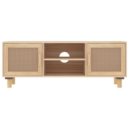 Mobile TV Marrone 105x30x40 cm Massello Pino e Rattan Naturale