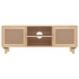 Mobile TV Marrone 105x30x40 cm Massello Pino e Rattan Naturale