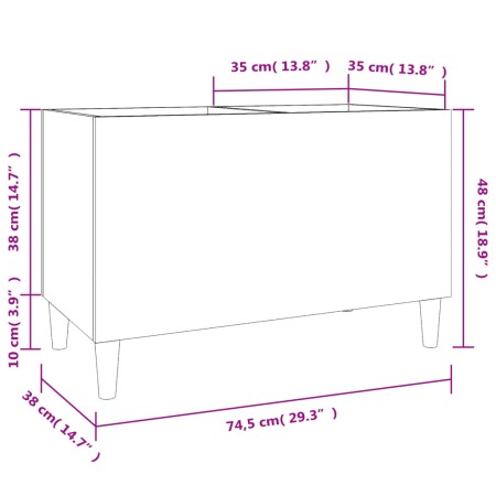 Mobile Porta Dischi Rovere Marrone 74,5x38x48 Legno Multistrato