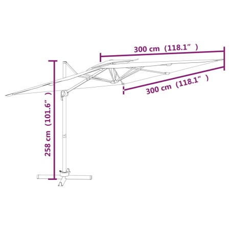 Ombrellone a Sbalzo Doppio Piano Azzurro 300x300 cm