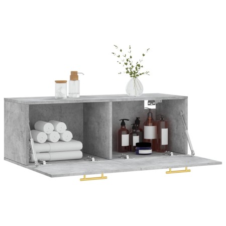 Mobile a Parete Grigio Cemento 100x36,5x35 cm Legno Multistrato