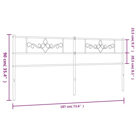 Testiera in Metallo Bianco 180 cm