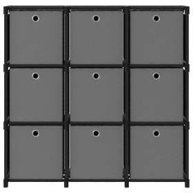 Mobile con 9 Scatole a Cubo Nero 103x30x107,5 cm in Tessuto