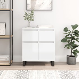 Credenza Bianco Lucido 60x35x70 cm in Legno Multistrato