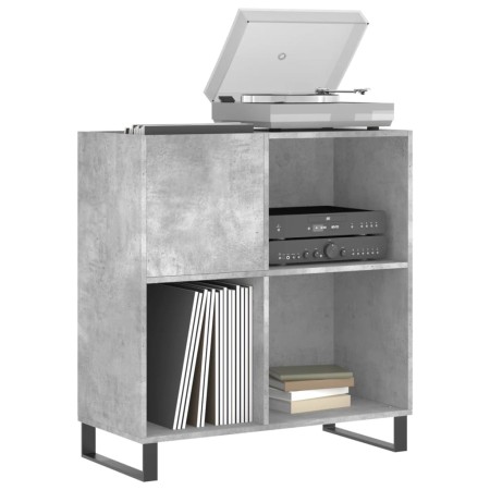 Mobile Porta Dischi Grigio Cemento 84,5x38x89 Legno Multistrato