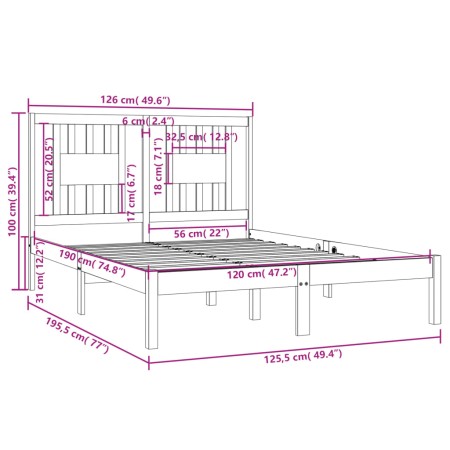 Giroletto in Legno Massello 120x190 cm Small Double