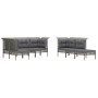 Set Divani da Giardino 10 pz con Cuscini in Polyrattan Grigio