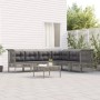 Set Divani da Giardino 7 pz con Cuscini in Polyrattan Grigio