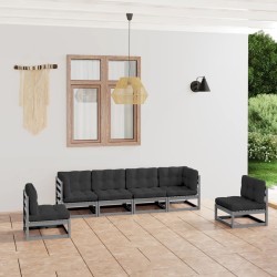 Set Divani da Giardino 6 pz con Cuscini Legno Massello Pino