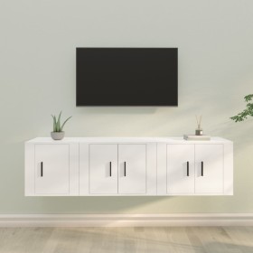 Set Mobili Porta TV 3 pz Bianco in Legno Multistrato