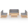 Set Divani da Giardino 7 pz con Cuscini Legno Massello di Pino