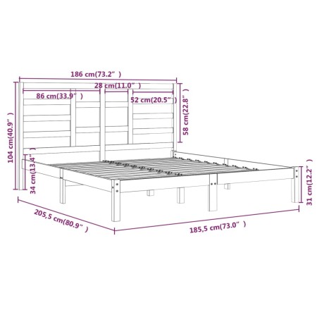 Giroletto Grigio in Legno Massello 180x200 cm Super King