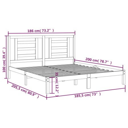 Giroletto Nero in Legno Massello 180x200 cm Super King