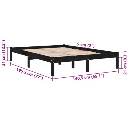 Giroletto Nero in Legno Massello 135x190 cm Double