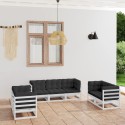 Set Divani da Giardino 7 pz con Cuscini Legno Massello di Pino