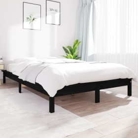 Giroletto Nero 180x200 cm Super King in Legno Massello di Pino