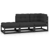 Set Divani da Giardino 3 pz con Cuscini Legno Massello di Pino